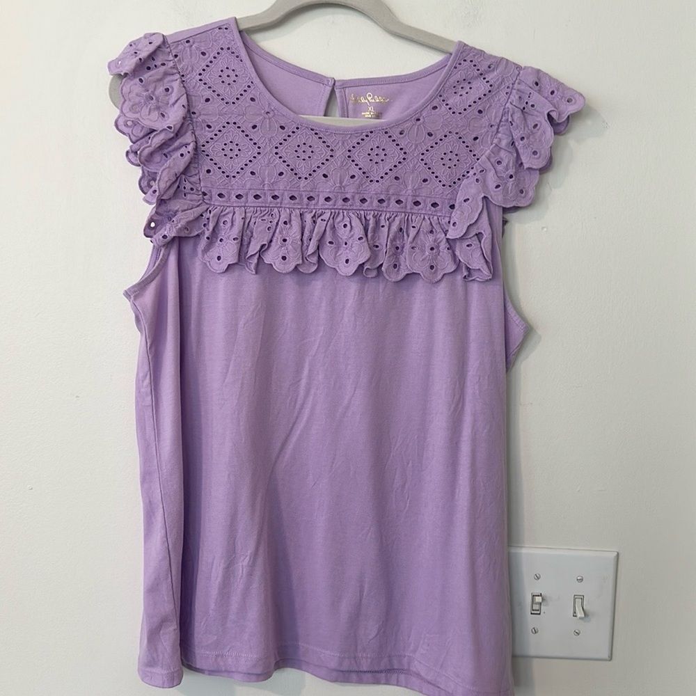 Lilly Pulitzer Lavender Eyelet Ruffle Tank